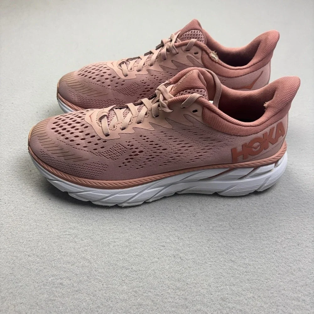Hoka One One Clifton 7 Shoes Womens Size 8.5 Pink Running Sneakers 1110509 MRCB